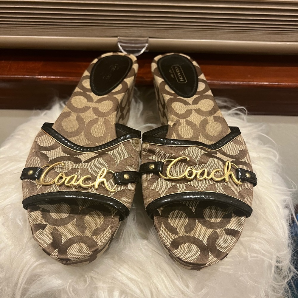 Coach Women'sCoach Carissa Optic Art wedge sandals.